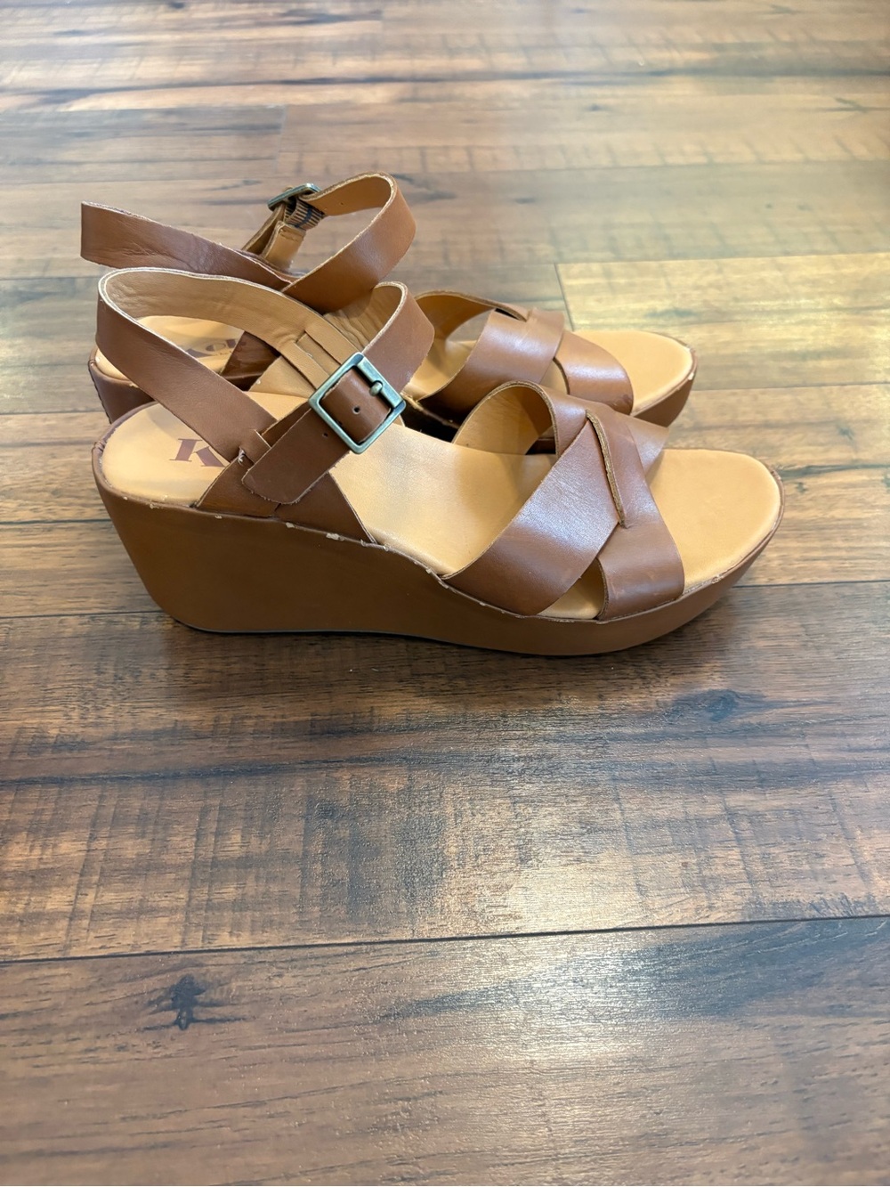 Korks by Kork-Ease Brown Wedge Platform Ankle Strap Sandals Women's 8 - Picture 4 of 9